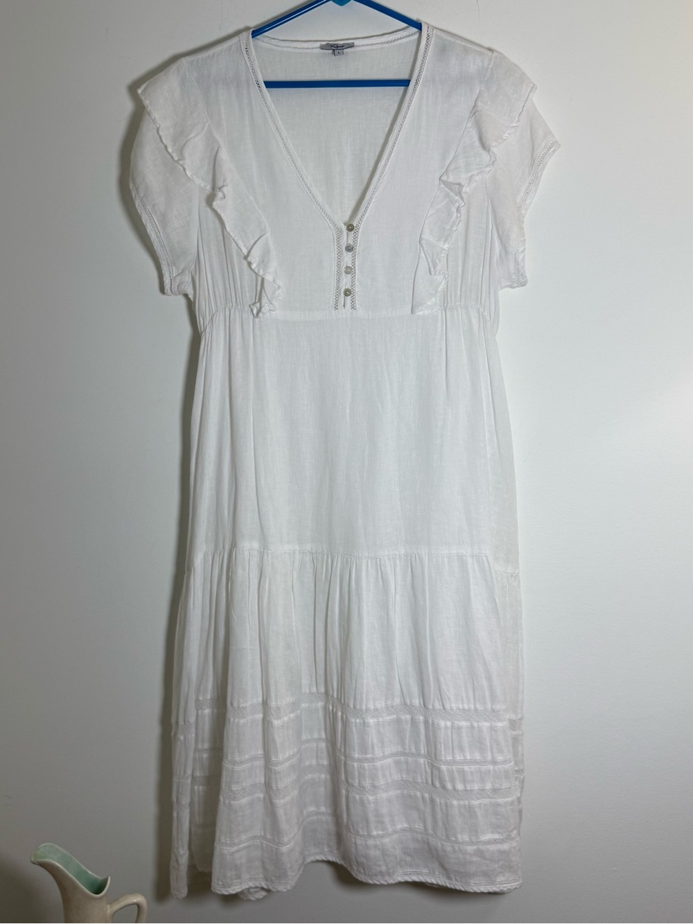 Rails White Ruffle V-Neck Maxi Dress